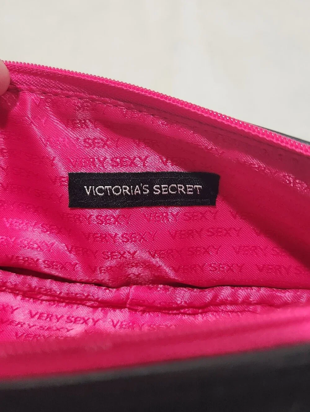Victoria's Secret VS Very Sexy Black Velvet Rhinestone Makeup Cosmetic Bag Pouch
